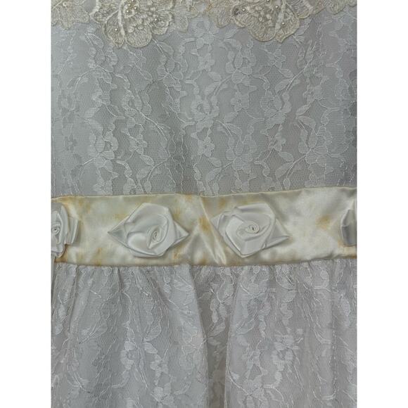 White junior bridesmaid's dress, 14 1/2, vintage, lace, long, special occasion - Picture 4 of 6